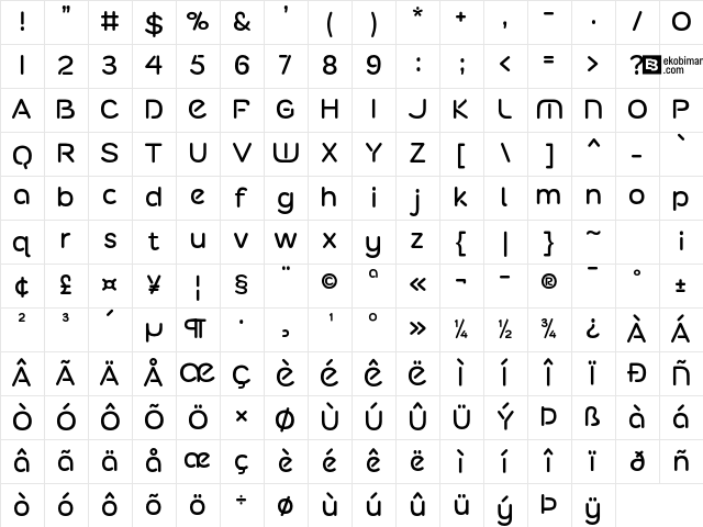 Roundex Regular Character Map