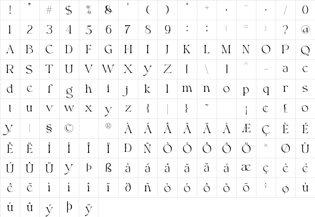 Roxie Rossa Regular Character Map