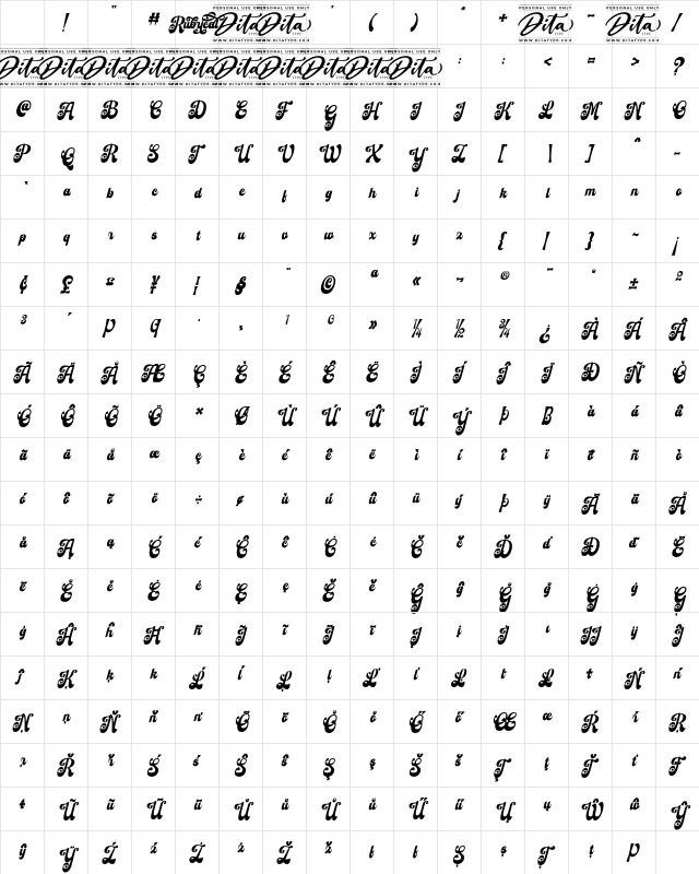 Rubrical Personal Use Regular Character Map Rubrical Personal Use Regular Character Map