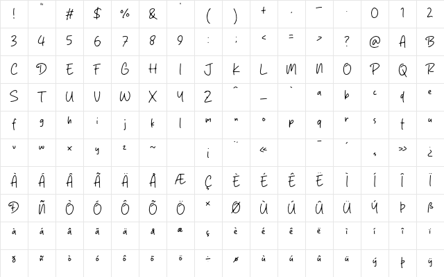 Rushing Shine Regular Character Map