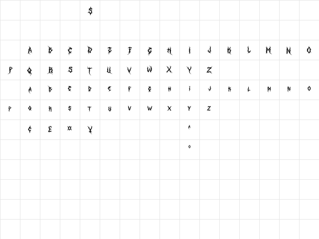Rusted Sabbath Regular Character Map
