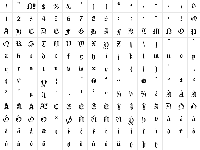 SabbathBlack Heavy Character Map SabbathBlack Heavy Character Map