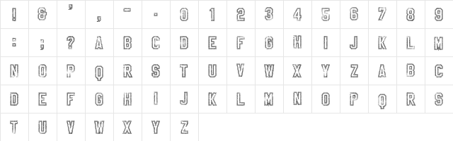 Sablon Up OldOutline Character Map