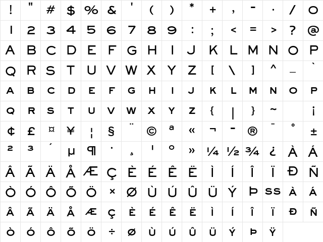 Sackers Gothic Std Heavy Character Map