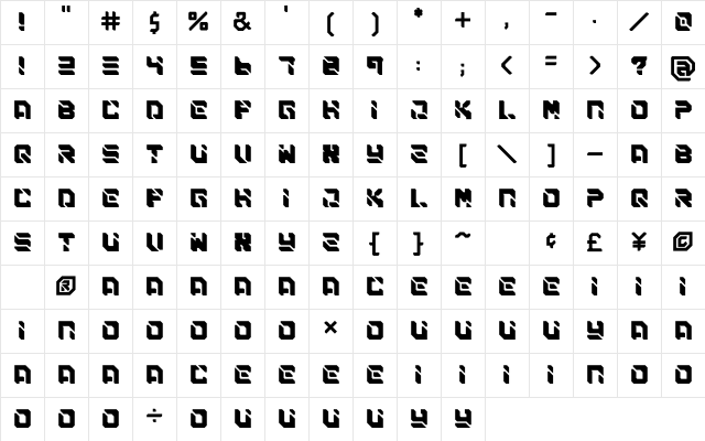 SAIBA-45 Regular Character Map SAIBA-45 Regular Character Map