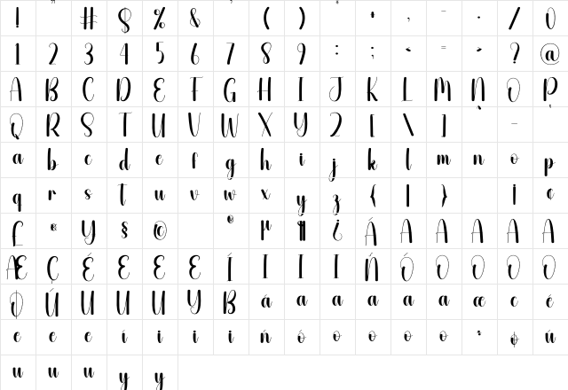 Sailboat Regular Character Map