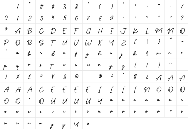 Salmon Regular Character Map Salmon Regular Character Map