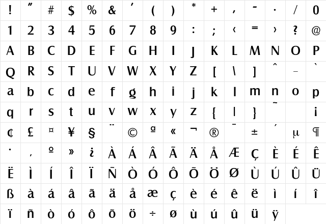 Salzburg-Medium Regular Character Map