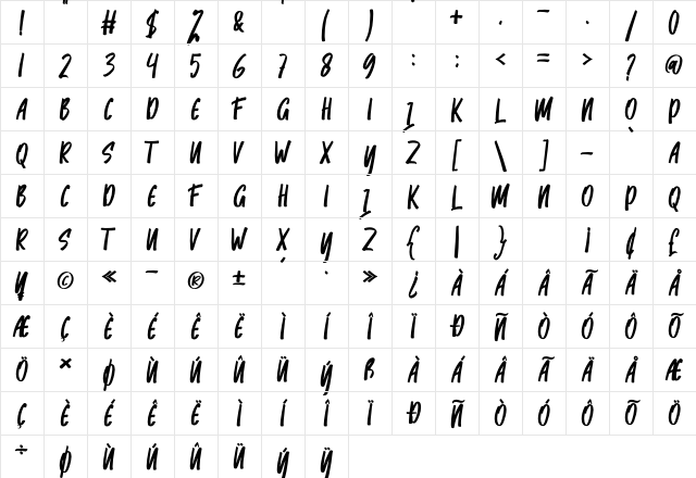 Samire Regular Character Map Samire Regular Character Map
