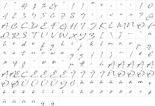 Sand Dunes Regular Character Map