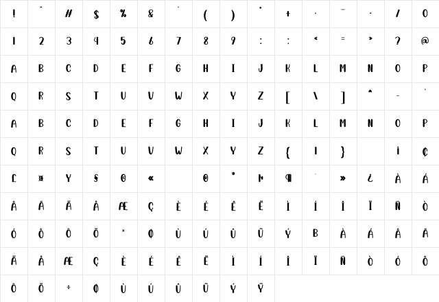 Santa Milkshake Regular Character Map