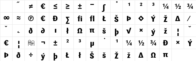 Sari ExtraBoldExp Character Map