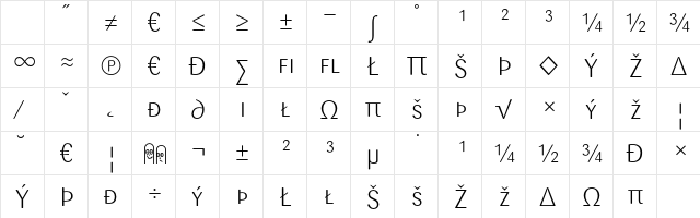 Sari LightCapsExp Character Map