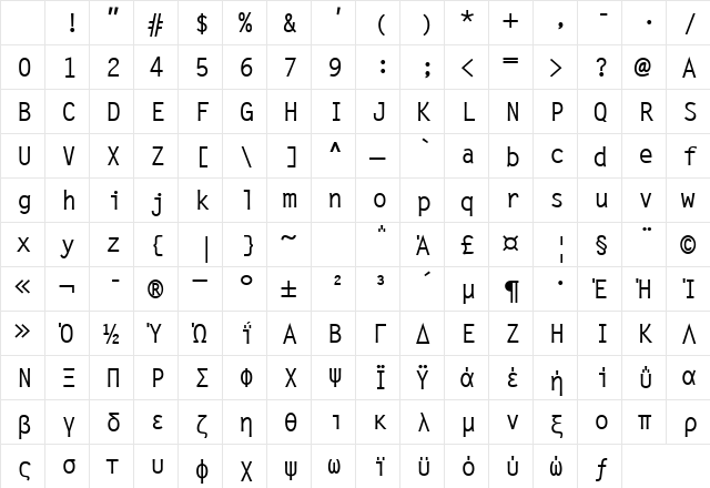 LetterGotLGRMed Regular Character Map