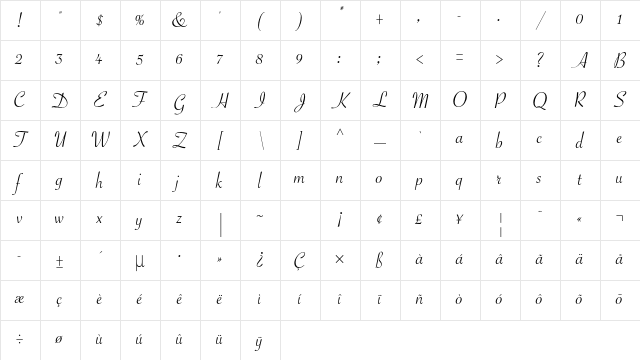 Savoye Std Regular Character Map