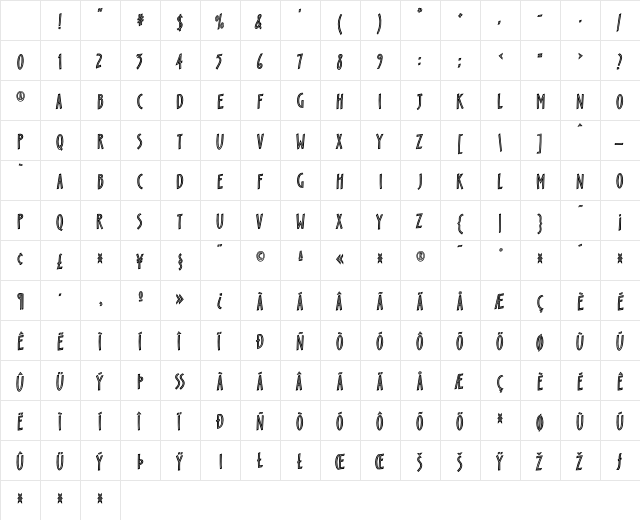 Scamp BoldInline Character Map