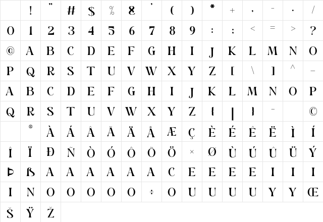 SCARVA Regular Character Map SCARVA Regular Character Map