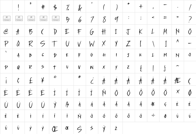 Scary Friday Regular Character Map Scary Friday Regular Character Map