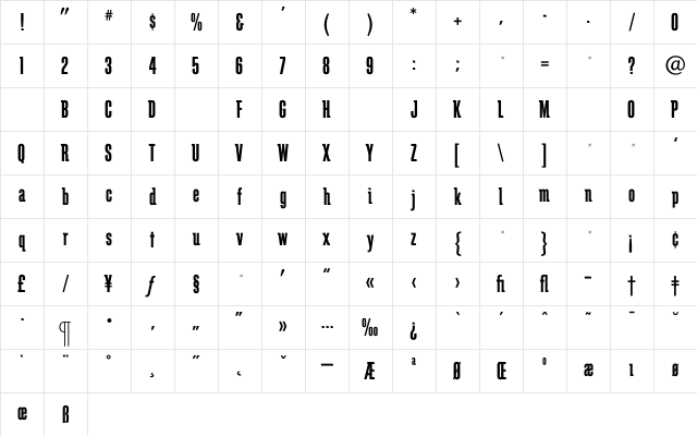 SchindlerBold Regular Character Map SchindlerBold Regular Character Map