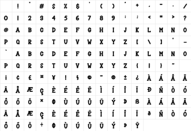 Schoolkid Regular Character Map Schoolkid Regular Character Map