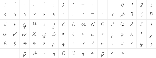 Schulschrift A Character Map