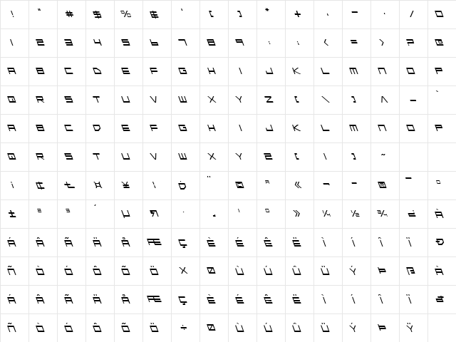 Low Gun Screen Leftalic Leftalic Character Map