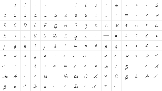SchulschriftC-L1 Regular Character Map SchulschriftC-L1 Regular Character Map
