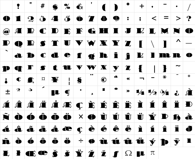 Scram Gravy ITC Std Regular Character Map