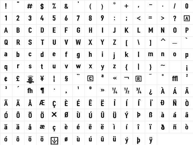 Scribble Regular Character Map
