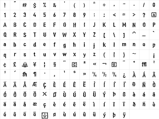 Scribble RegularScrawl Character Map