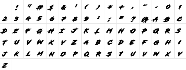 Sectar SP Back Character Map Sectar SP Back Character Map