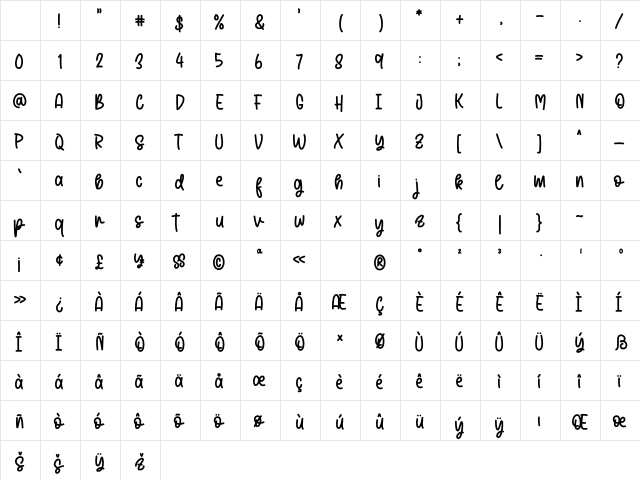 September Farmhouse Regular Character Map