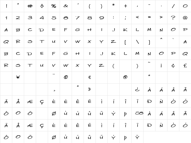 LHF Basher REG Regular Character Map