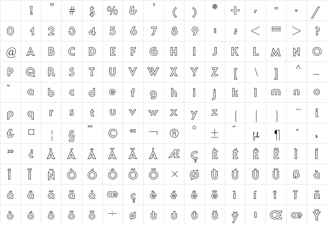 Serif Gothic BQ Regular Character Map Serif Gothic BQ Regular Character Map