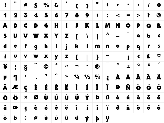 ITC Serif Gothic Std Black Character Map