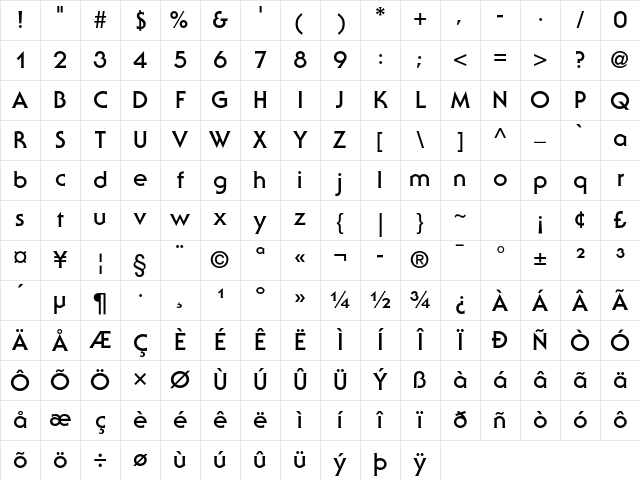 ITC Serif Gothic Std Bold Character Map ITC Serif Gothic Std Bold Character Map