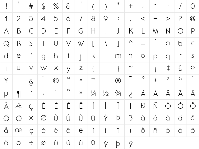 ITC Serif Gothic Std Light Character Map
