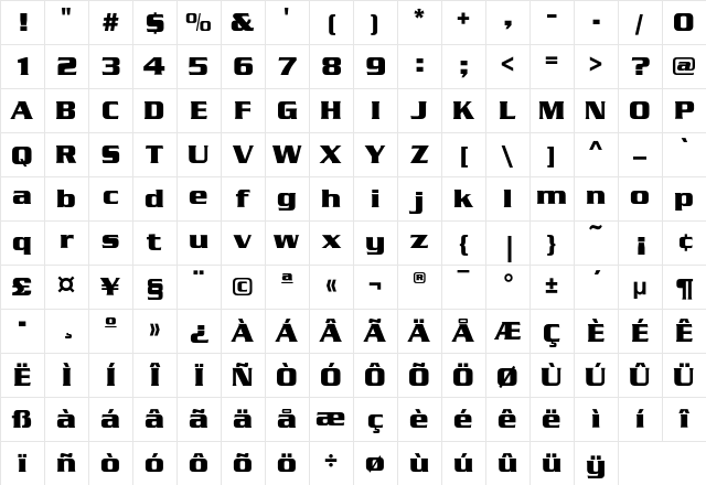 SerpentineEF Bold Character Map