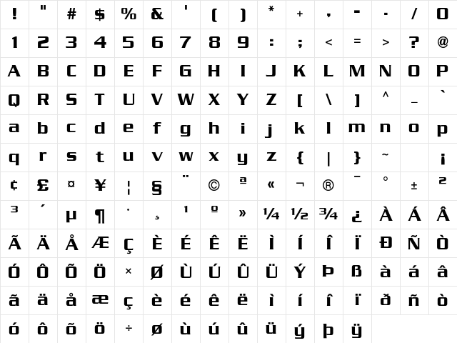 SerpentineICG Regular Character Map