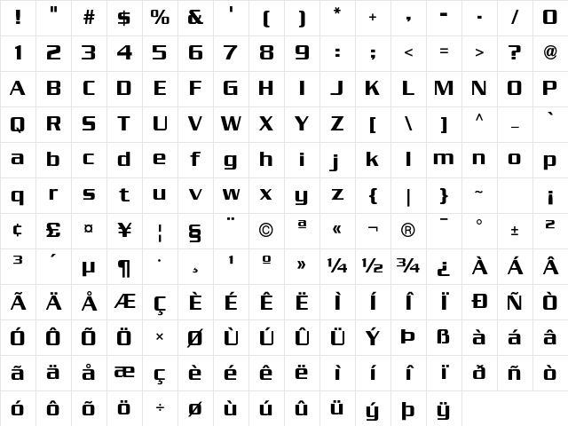 SerpentineSansICG Regular Character Map