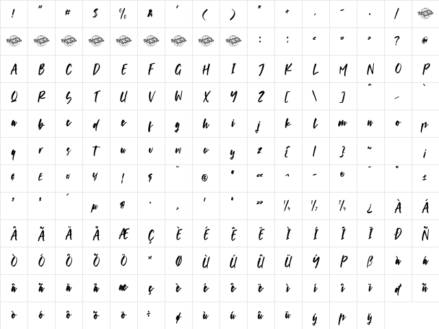 Shadows Highstter DEMO VERSION Regular Character Map