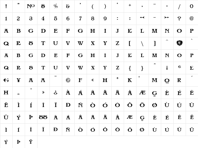 LHF Big Top REG Regular Character Map