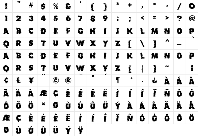 ShakeUp Regular Character Map