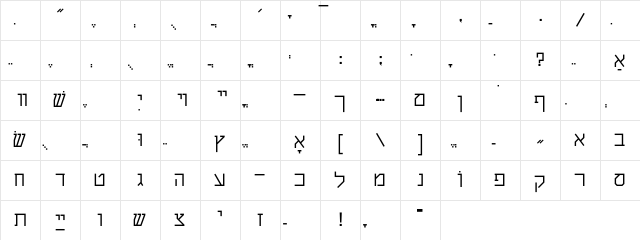 ShalomStick Regular Character Map ShalomStick Regular Character Map