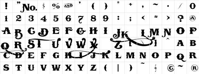 LHF Boston Truckstyle Regular Character Map