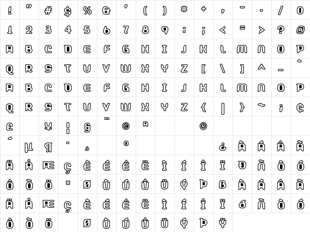 Shifty Outline Character Map