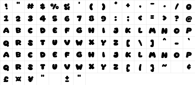 Showtoon Regular Character Map