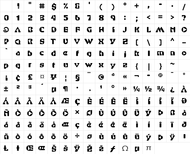 Shuriken Boy Std Regular Character Map Shuriken Boy Std Regular Character Map