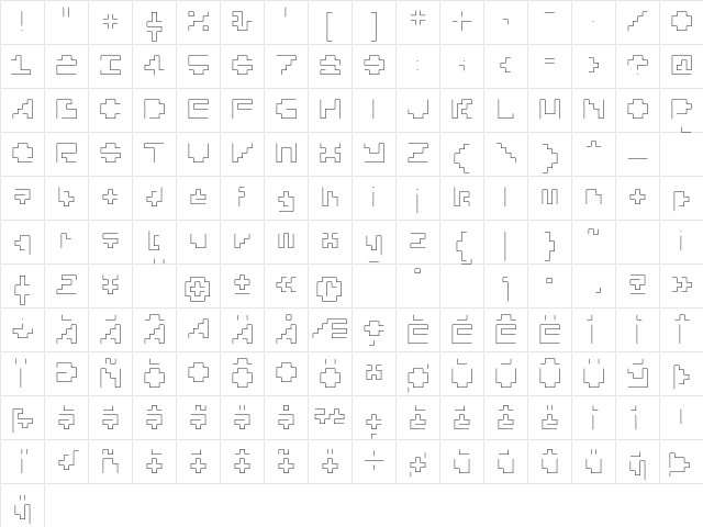 Silesia Thin Character Map