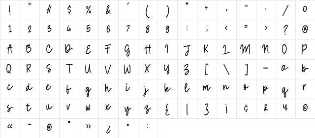 Simplefire Regular Character Map